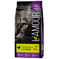 Сухой корм для кошек с Курицей ТМ «L'amour» 0,75 кг (пакет)
