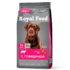 Сухой корм для собак средних и крупных пород с Говядиной ТМ "Royal Food" 2,2 кг (пакет)