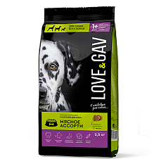 Сухой корм для собак для всех пород Мясное ассорти ТМ "LoveGav" 2,5 кг (пакет)