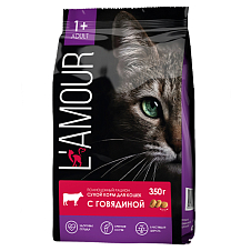 Сухой корм для кошек с Говядиной ТМ «L'amour» 0,35 кг (пакет)