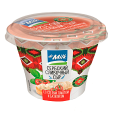 Сыр Сербский сливочный со спелым томатом и базиликом 55%, 150г, ТМ Dr.Milk