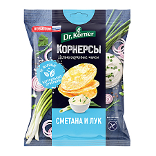 Чипсы цельнозерновые кукурузно-рисовые со сметаной и зеленым луком 0,05кг Dr. Korner