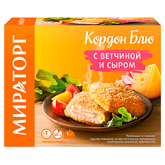 Кордон блю с ветчиной и сыром ЗАМ, 405г/10шт/МИРАТОРГ