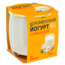 Йогурт Коломенский с мдж  6% 170г/4 Стекло