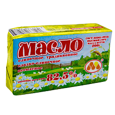 Масло Традиционное ГОСТ сладко-слив. несол. мдж. 82,5% 200г/20шт/Юговской