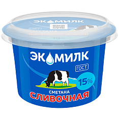 Сметана Сливочная Экомилк 15% 180г