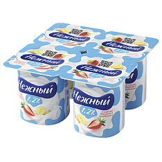 Кампина нежный с соком банан-клубника продукт йог. 1,2% 100г