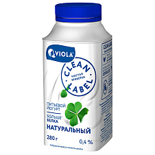 Йогурт питьевой VIOLA Clean Label без наполнителя. мдж 0,4%, 280г