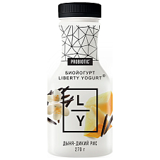 Биойогурт питьевой LIBERTY YOGURT с дыней и диким рисом, мдж 2,0%. 270г