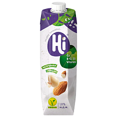 Молоко растительное Hi 1,8% с миндалем 1л/tetra pak