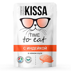 Полнорационный корм для кошек с Индейкой в соусе ТМ "Kissa" 0,075 кг (пауч-пакет)