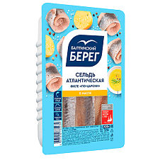 Сельдь филе По-Царски в масле SRP 0,4кг/6шт/Балтийский Берег
