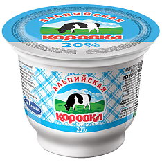 Мол. продукт Альпийская Коровка с з.м.ж.20% 180г (произв. по тех. сметаны)