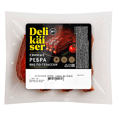 Delikaiser Ребра BBQ по-техасски в/у, вес ~350г/~2,1кг (НДС 20%)