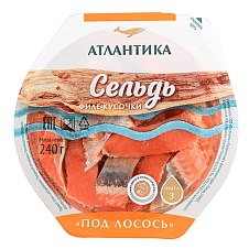 Сельдь атл. филе-кусочки в масле "Под лосось", Атлантика 240г/6шт