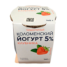 Йогурт Коломенский термостатный 5%ж  Клубника 140г/4 Керамика