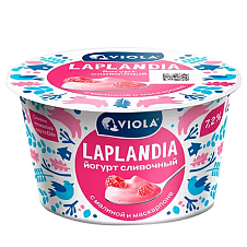 Йогурт Сливочный VIOLA Laplandia с малиной и сыром "Маскарпоне" мдж 7,2% 180г new