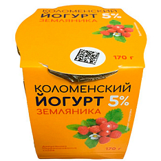 Йогурт Коломенский 5%ж Земляника 170г/4 Стекло