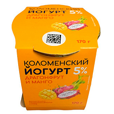 Йогурт Коломенский 5%ж  Питайя-манго-чиа 170г/4 Стекло
