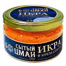 Икра деликатесная в крем-соусе с ароматом копчения СЫТЫЙ БОЦМАН 170г ст/б 1/6 Лунское море