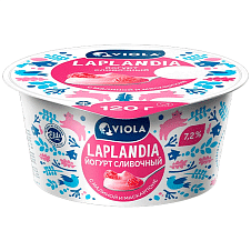 Йогурт Сливочный VIOLA Laplandia с малиной и сыром "Маскарпоне" 7,2%, 120г