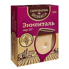 Сыр полутвердый фас. "Эмменталь" 50% 100г/Сыроварни ЙОНАСА