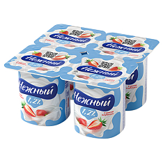 Кампина нежный с соком клубники продукт йог. 1,2% 100г