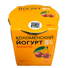 Йогурт Коломенский 5%ж  Вишня 170г/4 Стекло