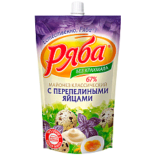 Майонез Классический с перепелиными яйцами 67% 350г/24шт/ТМ Ряба