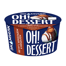 Йогурт Экомилк Oh!Dessert 4,2% 130г стакан (12 шт.) с шоколадом и миндалем