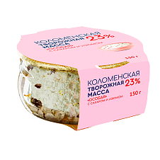 Масса творожная Коломенская  Особая  с сахаром и изюмом 23%ж 150г/4 Стекло