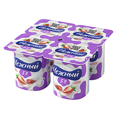 Кампина нежный сливочный с соком клубники продукт йог. 5% 100г