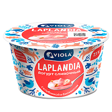 Йогурт Сливочный VIOLA Laplandia с клубникой и бисквитом мдж7% 180г