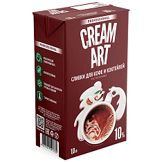 Крем на раст. маслах ультрапастер. "Сливки для кофе" с мдж 10% 1л/12шт ТМ "СREAMART"
