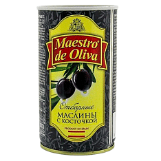 Маслины MAESTRO DE OLIVA отборные с/к/360г/12  шт/Испания
