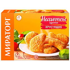 Наггетсы куриные хрустящие ЗАМ, 250г/12шт/МИРАТОРГ