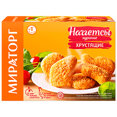 Наггетсы куриные хрустящие ЗАМ, 250г/12шт/МИРАТОРГ