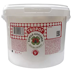 Творог Божья коровка, 9%, ведро, 3кг