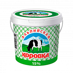 Мол. продукт Альпийская Коровка с з.м.ж.15% 900г (произв. по тех. сметаны)