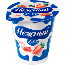 Нежный продукт йог. 2,5% 350г с соком клубники