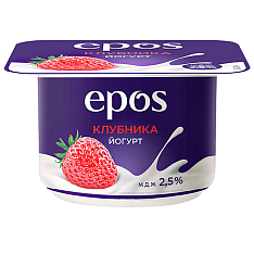 Йогурт EPOS с клубникой, мдж 2,5%, 120г