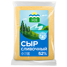 Сыр "Сливочный" полутв. 52%, вес ~160-180г/6кг/ТМ Солнце Урала/Белебеевский МК