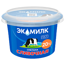 Сметана Сливочная Экомилк 20% 180г