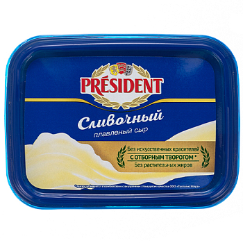 СЫР ПЛАВЛЕНЫЙ «СЛИВОЧНЫЙ» PRESIDENT® 45% 400г.