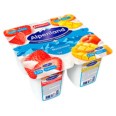 Альпенлэнд продукт  йог. пастер. Клубника/Персик-манго 2,5% 95г