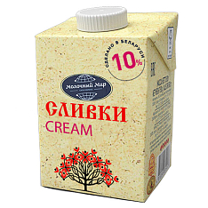 Сливки питьевые стерилизованные, 10% , 0.5кг