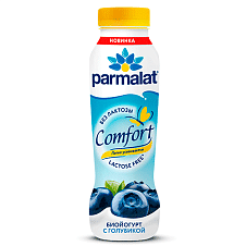Йогурт питьевой Parmalat Comfort с голубикой б/лакт. 1,5% 6х290г PET