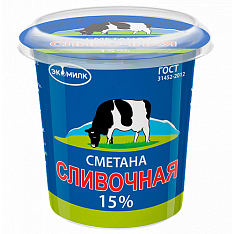 Сметана Сливочная Экомилк 15% 300г