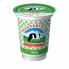 Мол. продукт Альпийская Коровка с з.м.ж.15% 400г (произв. по тех. сметаны)