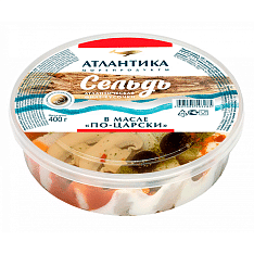 Сельдь атл. сл. филе-кусочки в масле "по-царски" , Атлантика 400г/6шт